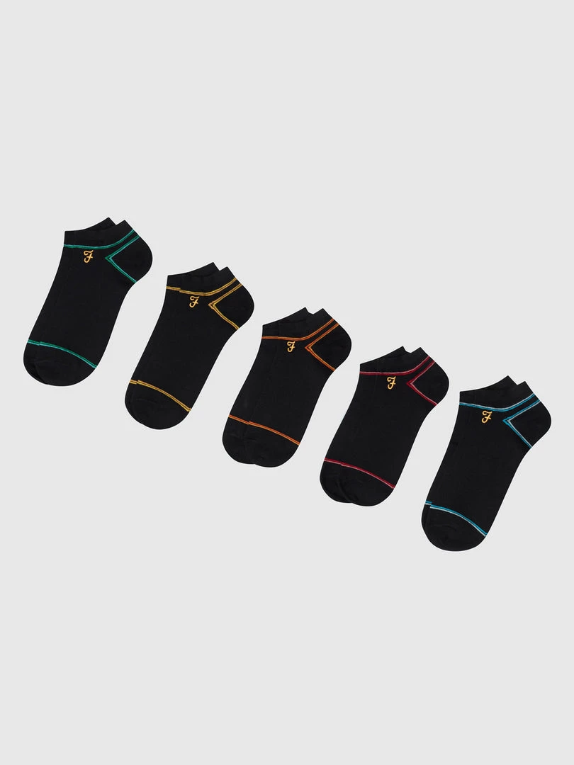 Farah Redford 5 Pack Trainer Socks In Black 3 Farah Redford 5 Pack Trainer Socks In Black