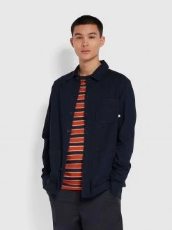 Farah Leckie Relaxed Fit Organic Cotton Shirt In True Navy Shirts
