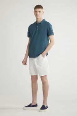 Farah Blanes Slim Fit Organic Cotton Polo Shirt In Teal Marl