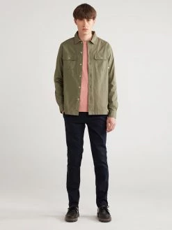 Farah CLOTHING Rockfield Relaxed Fit Organic Cotton Shacket In Vintage Green