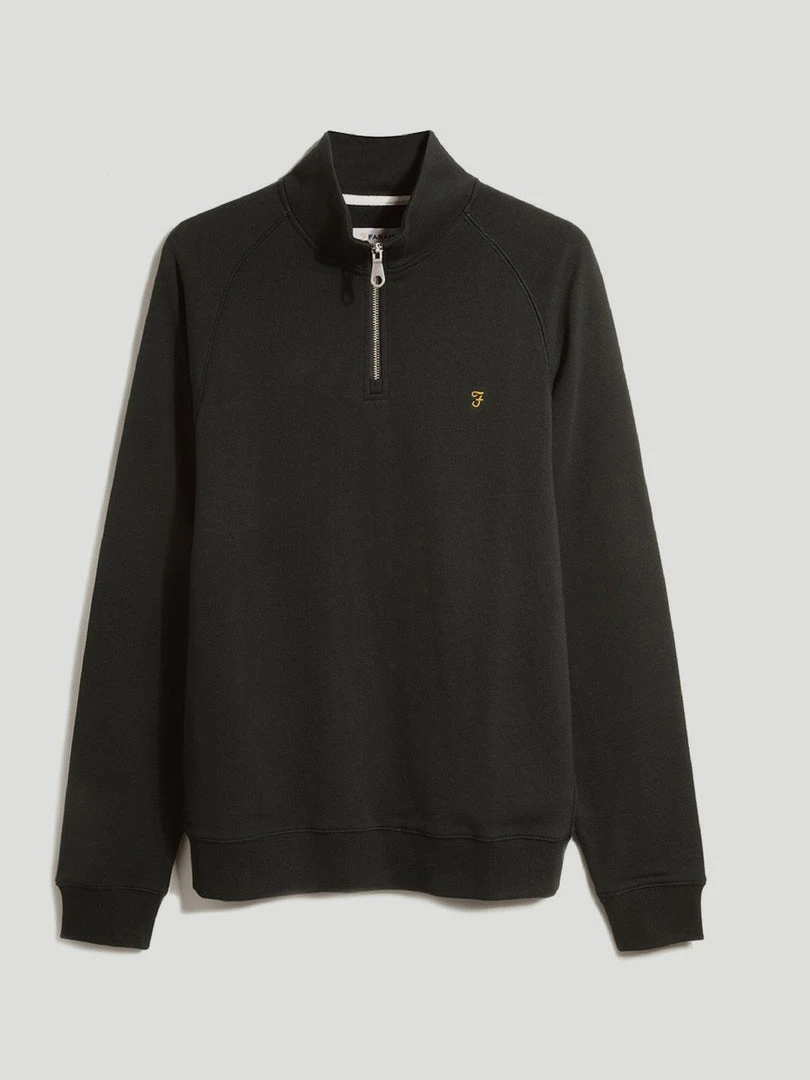 Farah Jim Organic Cotton Quarter Zip Sweatshirt In Evergreen CLOTHING 7 Farah Jim Organic Cotton Quarter Zip Sweatshirt In Evergreen CLOTHING