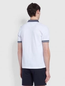 Farah Stanton Slim Fit Tipped Organic Cotton Polo Shirt In White CLOTHING