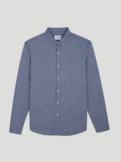 Farah Steen Slim Fit Brushed Organic Cotton Shirt In Blue Bell