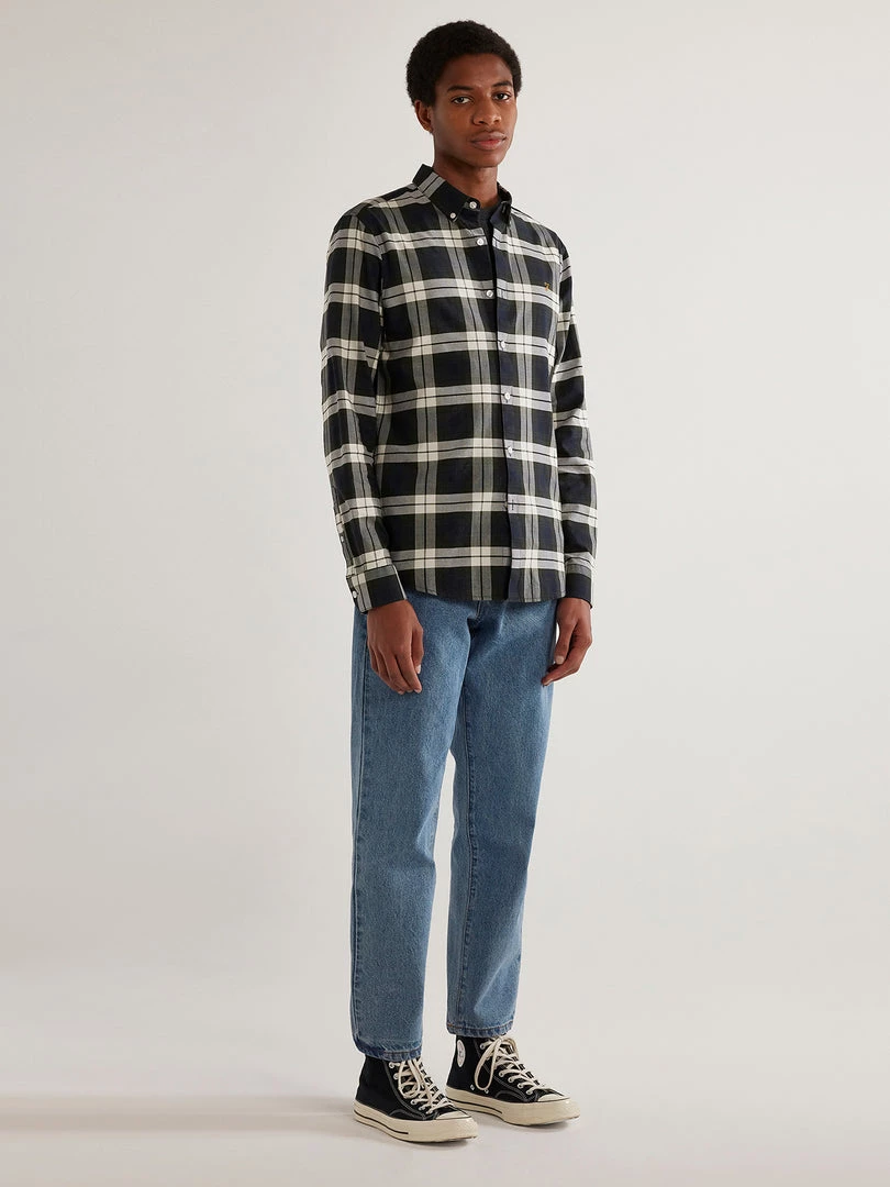 Farah Brewer Slim Fit Check Organic Cotton Oxford Shirt In Evergreen 7 Farah Brewer Slim Fit Check Organic Cotton Oxford Shirt In Evergreen