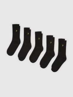 Farah Jeans Tommley 5 Pack Socks In Black