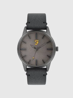 Farah Classic Watch With Leather Strap In Regatta Blue