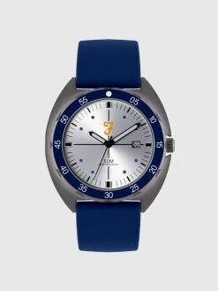 Cheap Farah Store 28 ACCESSORIES Farah Black Silicone Strap Watch In Regatta Blue
