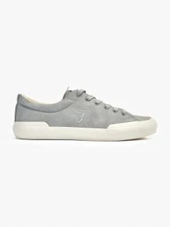 Farah Dallas Leather Trainer In Grey