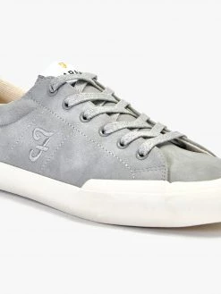 Farah Dallas Leather Trainer In Grey