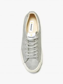 Farah Dallas Leather Trainer In Grey