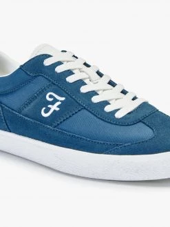 Farah Stanton Leather Trainer In Blu Blue