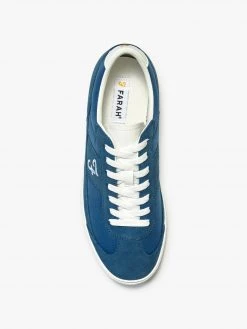 Farah Stanton Leather Trainer In Blu Blue
