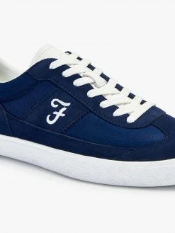 Farah Stanton Leather Trainer In Navy