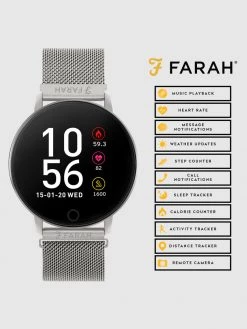 Jeans Farah Series 5 Smart Watch In Silver Mesh