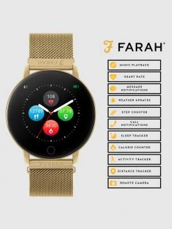 Jeans Farah Series 5 Smart Watch In Gold Mesh