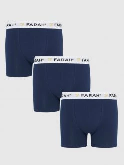 Farah Jeans Groves 3 Pack Boxers In True Navy