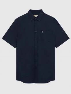 Farah Farah Mainline Patterson Shirt In Dark Blue