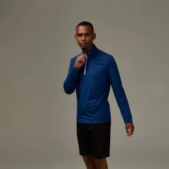 Farah Hayes Golf Quarter Zip Layering Pullover In Regatta Blue Jeans