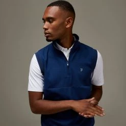 Farah Clint Sleeveless Golf Vest In Regatta Blue Jeans