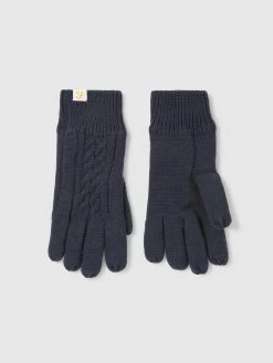 Farah Epping Knitted Gloves In Navy Jeans