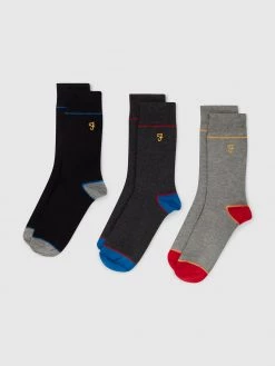 Farah Spence 3 Pack Dress Socks In Assorted