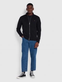 Farah CLOTHING Vance Organic Cotton Full Zip Sweatshirt In Black