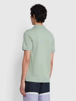 Farah Blanes Slim Fit Organic Cotton Polo Shirt In Summer Green NEW IN
