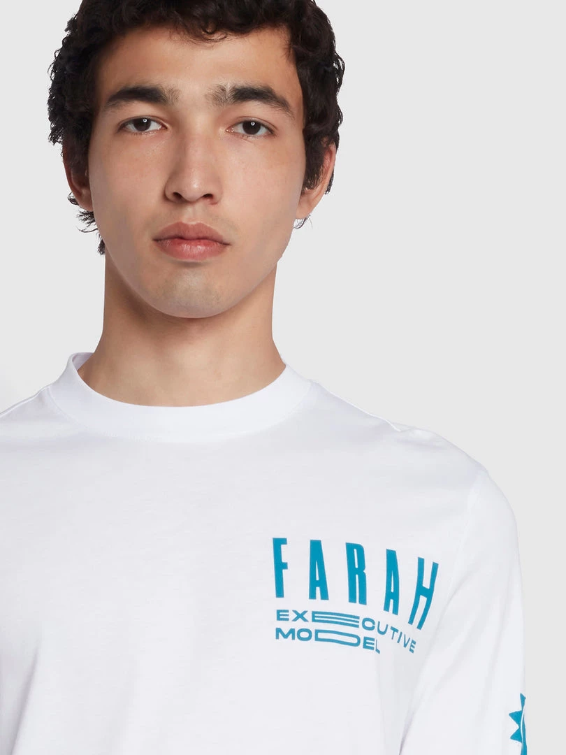 Farah O'Donnell Regular Fit Long Sleeve Organic Cotton T-Shirt In White 6 Farah O'Donnell Regular Fit Long Sleeve Organic Cotton T-Shirt In White