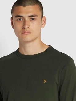 Farah Worthington Slim Fit Long Sleeve Organic Cotton T-Shirt In Evergreen