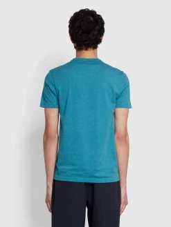 Farah NEW IN Danny Slim Fit Organic Cotton T-Shirt In Marina Blue Marl 9 Farah NEW IN Danny Slim Fit Organic Cotton T-Shirt In Marina Blue Marl