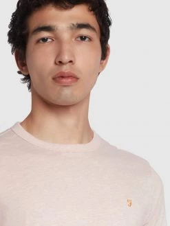 Farah Danny Slim Fit Organic Cotton T-Shirt In Corinthian Pink Marl 8 Farah Danny Slim Fit Organic Cotton T-Shirt In Corinthian Pink Marl