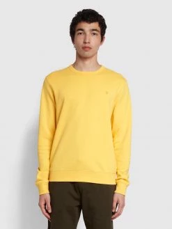 Farah NEW IN Tim Organic Cotton Crew Neck Sweatshirt In Pyramid Yellow