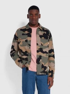 Farah Leckie Relaxed Fit Organic Cotton Shacket In Vintage Green