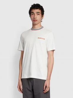 Cheap Farah Store 26 Farah Hanley Regular Fit Organic Cotton T-Shirt In Ecru NEW IN