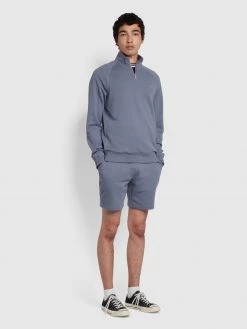 Farah Durrington Organic Cotton Jersey Shorts In Battleship Blue