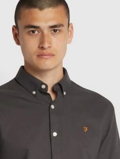 Brewer Slim Fit Organic Cotton Oxford Shirt In Farah Grey