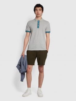 Farah NEW IN Avalon Slim Fit Organic Cotton Polo Shirt In Grey Marl
