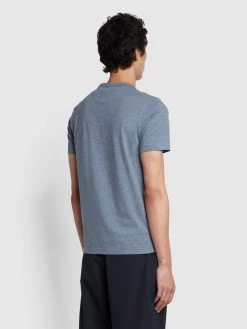 Farah Danny Slim Fit Organic Cotton T-Shirt In Battleship Blue Marl