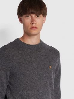CLOTHING Birchall Crew Neck Lambswool Jumper In Farah Grey Marl 8 CLOTHING Birchall Crew Neck Lambswool Jumper In Farah Grey Marl