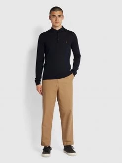 Farah Glenarm Slim Fit Polo Sweater In True Navy Jeans