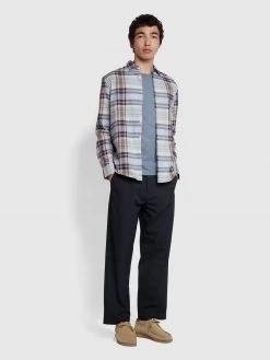 Farah Shirts Austin Casual Fit Check Organic Cotton Shirt In Cream