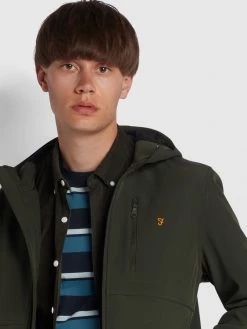 Farah Jeans Rudd Soft Shell Coat In Evergreen