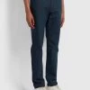 Farah Elm Regular Fit Cotton Hopsack Trousers In True Navy