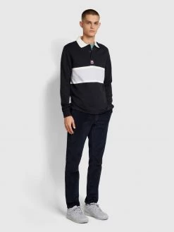 Farah Elm Regular Fit Cord Trousers In True Navy Trousers And Chinos