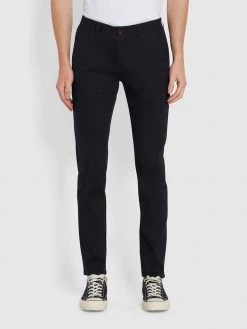 Farah Endmore Skinny Fit Organic Cotton Twill Chinos In True Navy CLOTHING