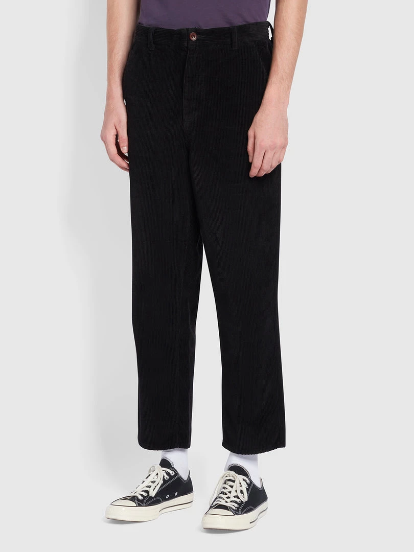 Farah Hawtin Relaxed Fit Cord Trousers In Black 3 Farah Hawtin Relaxed Fit Cord Trousers In Black