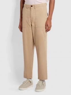 Farah Hawtin Relaxed Fit Twill Trousers In Light Sand