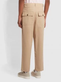 Farah Hawtin Relaxed Fit Twill Trousers In Light Sand