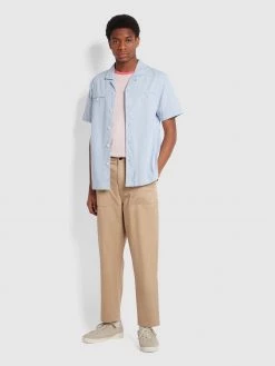Farah Hawtin Relaxed Fit Twill Trousers In Light Sand