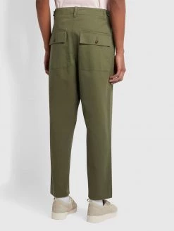Farah Hawtin Relaxed Fit Twill Trousers In Vintage Green 8 Farah Hawtin Relaxed Fit Twill Trousers In Vintage Green